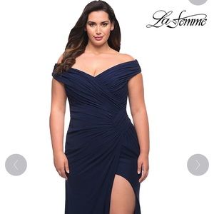 La Femme Off-Shoulder Plus-Size Long Dress